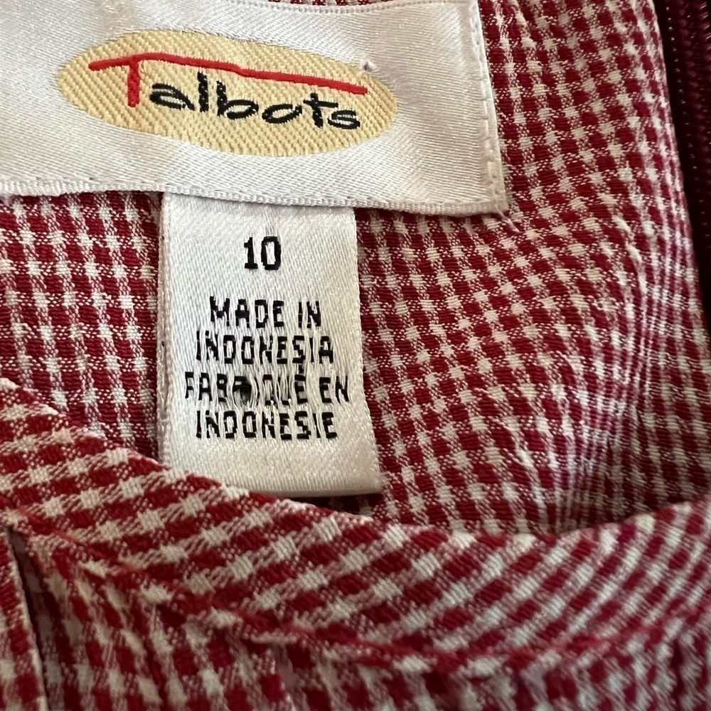 Talbots Red Checkered Pleated Dress Size 10 - Picture 4 of 5
